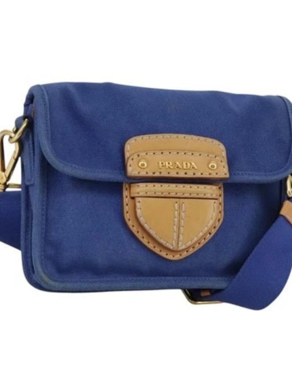 PRADA Shoulder Bag Canvas Blue Auth 111326 - Picture 1 of 16
